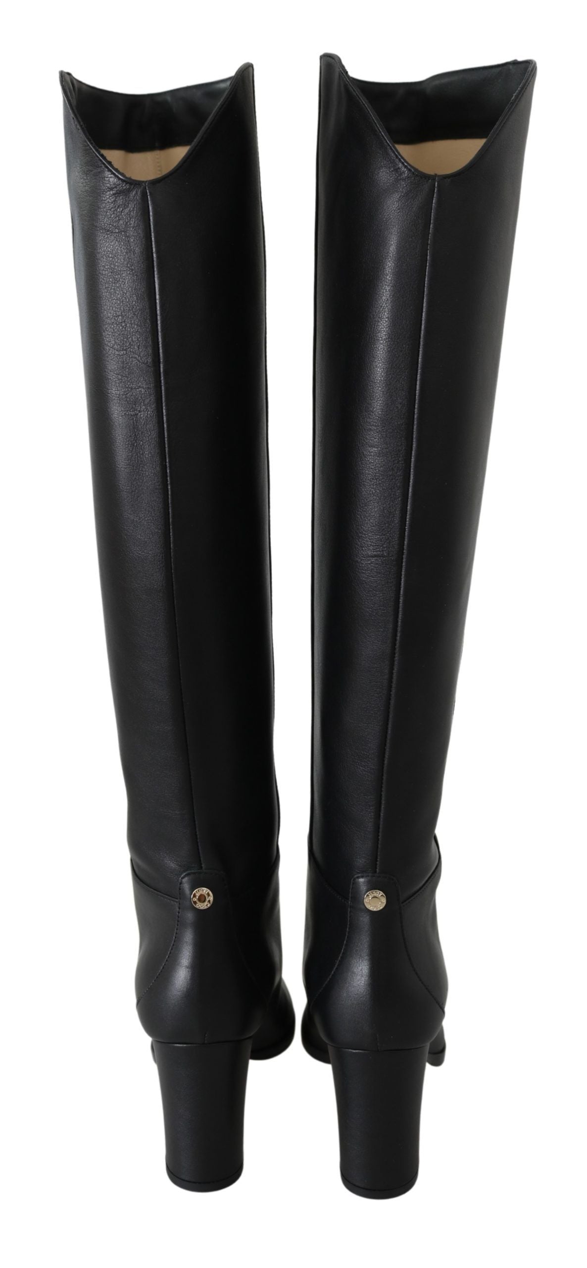 Elegant Black Calf Leather Heeled Boots