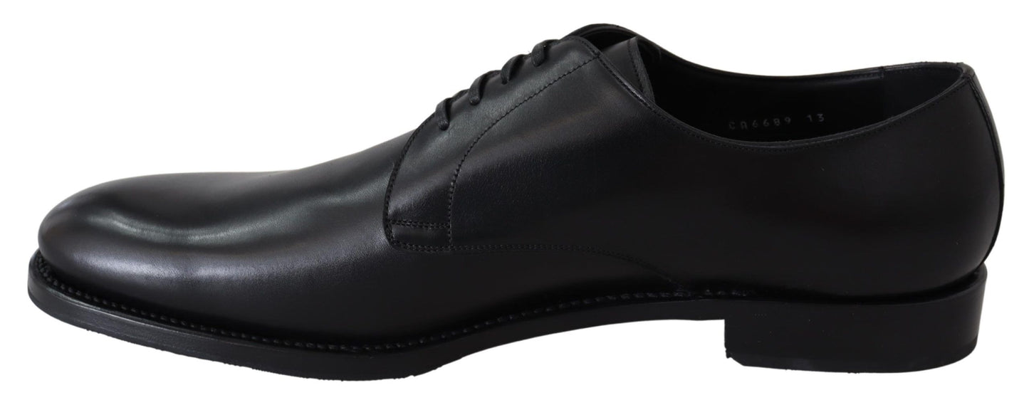 Elegant Black Leather Derby Dress Shoes