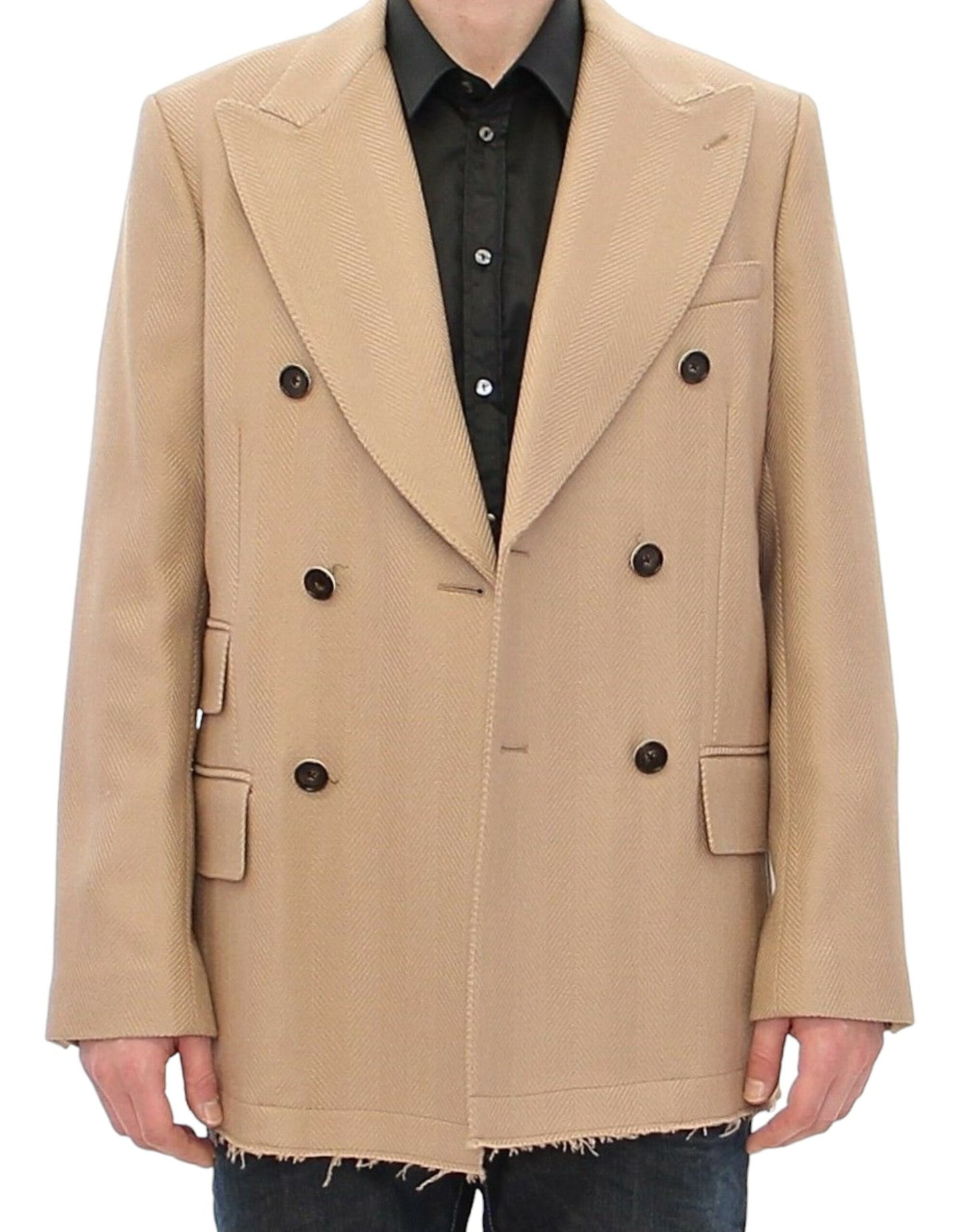 Elegant Beige Formal Wool Coat