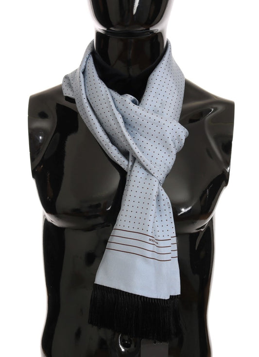 Elegant Blue Silk Polka Dot Men's Scarf