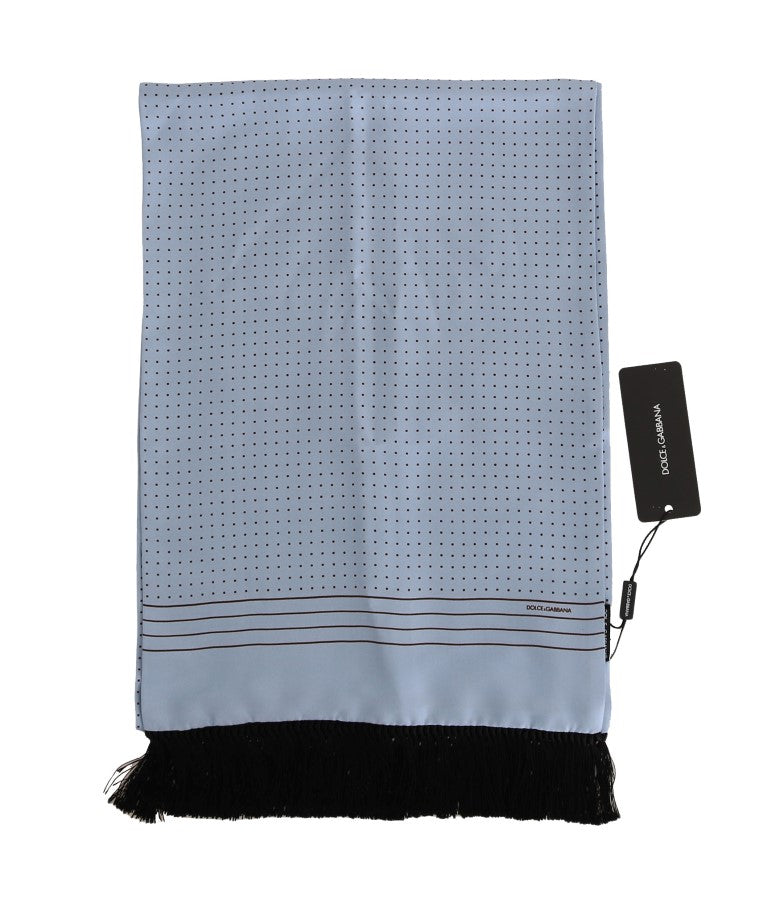 Elegant Blue Silk Polka Dot Men's Scarf