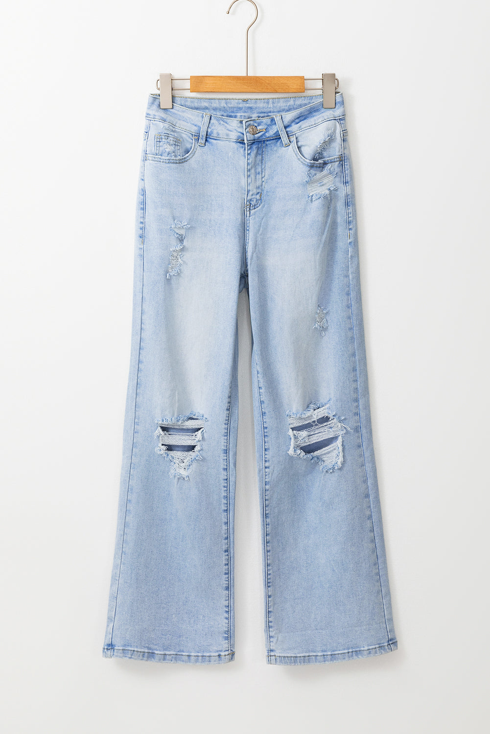 Beau Blue Vintage Light Wash Distressed Flare Jeans