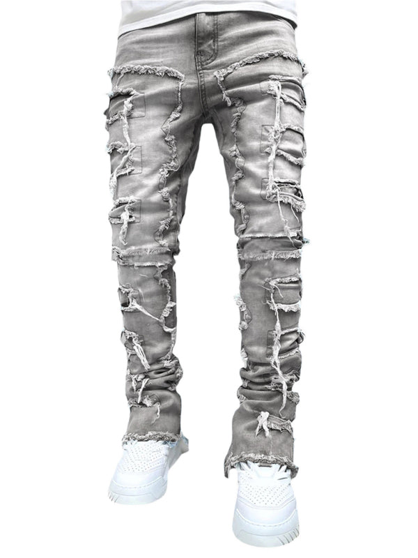 Men's Stretch Patch Denim Straight Jeans