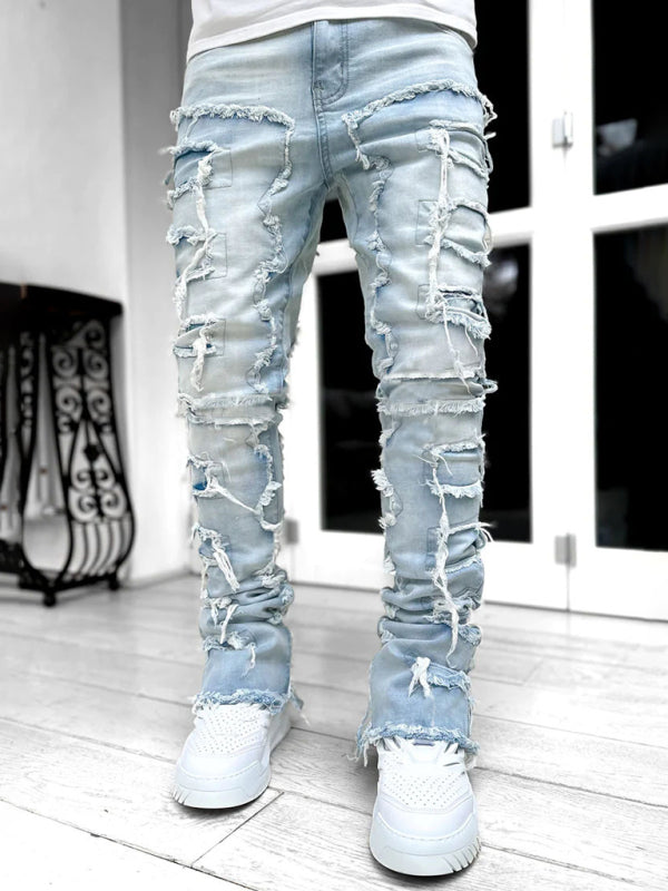 Men's Stretch Patch Denim Straight Jeans